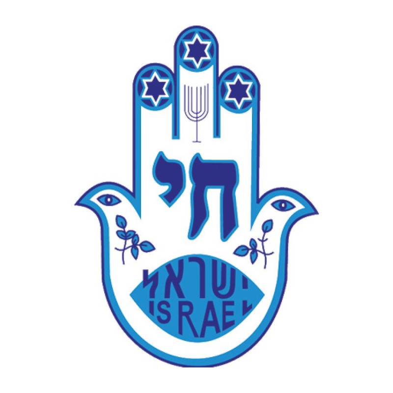 חולצה כחולה חמסה חי עם שרוול ארוך | חולצות יהודיות